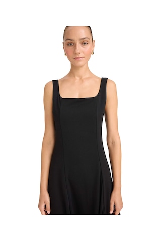 Defacto A Kesim Kare Yaka Krep Midi Elbise G0957ax25aubk81 Siyah