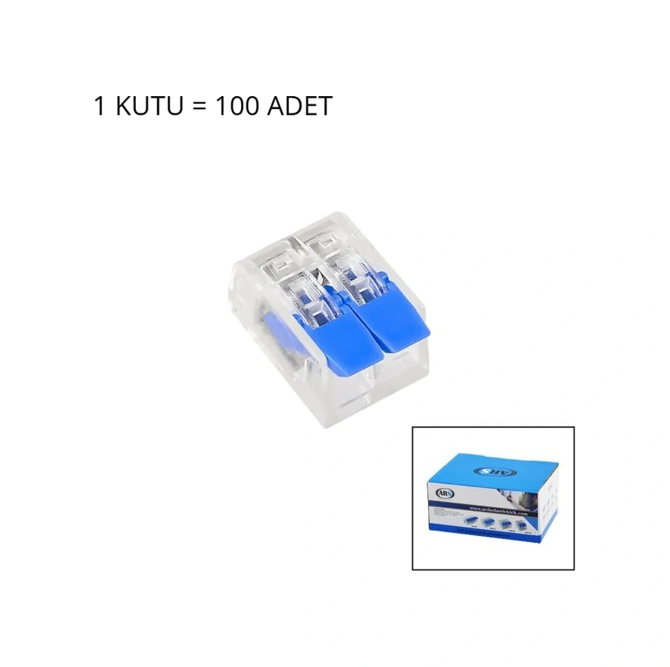 100 Adet 2 Li 2x2.5 Kablo Geçmeli Mandallı Buat Klemensi