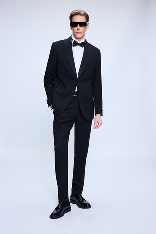 Hatemoğlu Siyah Slim Fit Çıkma Şal Yaka Klasik Damatlık 1996528 Siyah