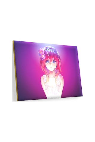 Cakasepetim Kızıl Saçlı Masum Anime Kız Mor Arka Plan Ahşap Mdf Tablo