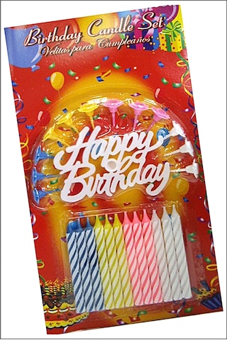 Rengarenk Mumlu Beyaz Happy Birthday Yazılı Doğum Günü Mumu 12 Adet "