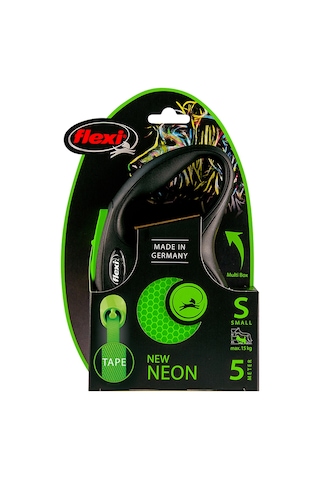 Flexi Newneon Yeşil Parlak Şeritli Otomatik Gezdirme Tasması 5m S Yeşil