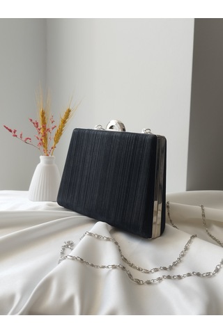 Vivazzaluxe Simli Abiye Düğün Nişan Kadın Clutch Çanta Siyah