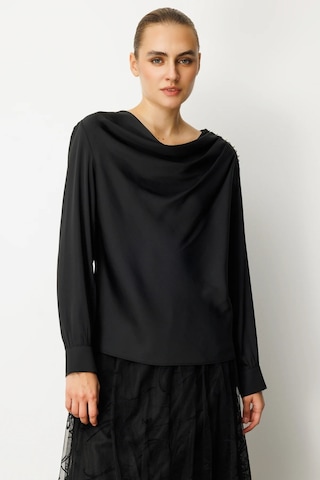 Ekol Degaje Yaka Saten Kadın Bluz 26k.ekl.blz.03019.1 Siyah