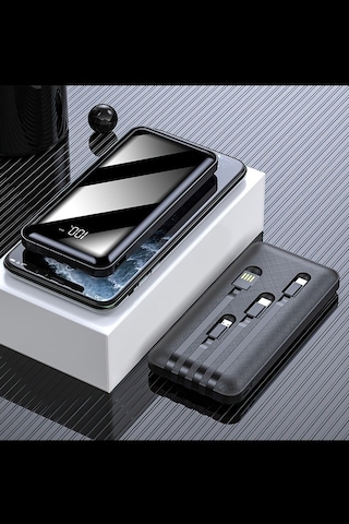 10.000 Mah Dijital Göstergeli Çoklu Kablolu Powerbank
