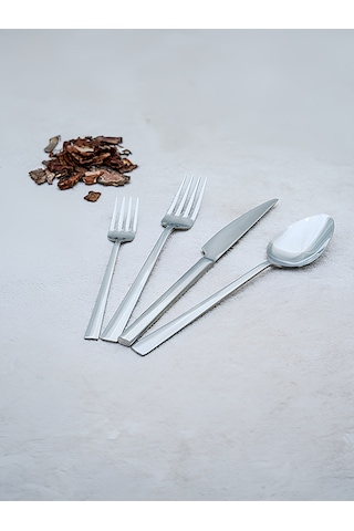Gökdil Asya Silver 48 Parça 12 Kişilik Sade & Kutulu Yemek Ve Tatlı Çatal & Kaşık & Bıçak Takımı Gümüş