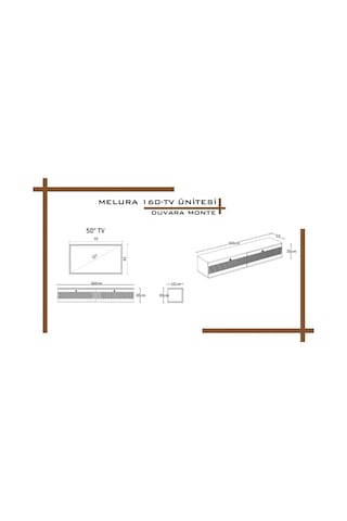 Melura Tv Ünitesi - Tv Sehpası 160 Cm Duvara Monte %100 Mdf Gri