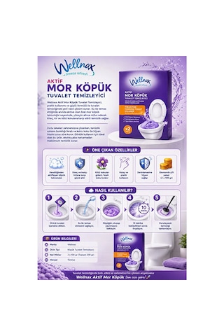 Wellnax Aktif Mor Köpük Tuvalet Temizleyici 2x100 G