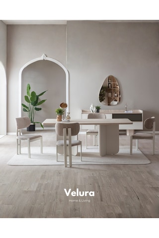 Flora Yemek Masası + 2 Sandalye Beyaz