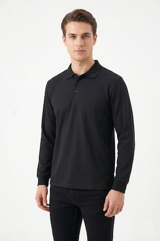 Dynamo Erkek Mevsimlik Polo Yaka Cepli Sweatshirt Bgl-st05366 Siyah