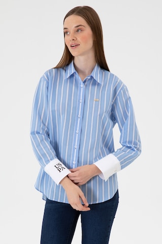 U.S. Polo Assn. Kadın Açık Mavi Çizgili Uzun Kollu Gömlek 50316416-VR003