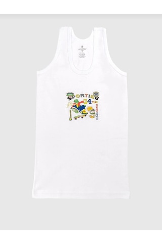 Ceylanoğlu 6'lı Ribana Baskılı Erkek Çocuk Atlet-318 Beyaz