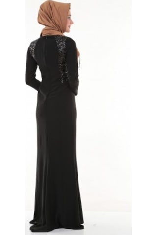 Nidya Moda Büyük Beden Elbise-4048Ps Siyah