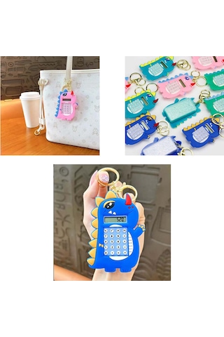 Mini 8 Haneli Hesap Makineli Labirent Oyunlu Dinazor Anahtarlık 1 Adet Ebat: 9,3 Cm X 5,9 Cm Lacivert