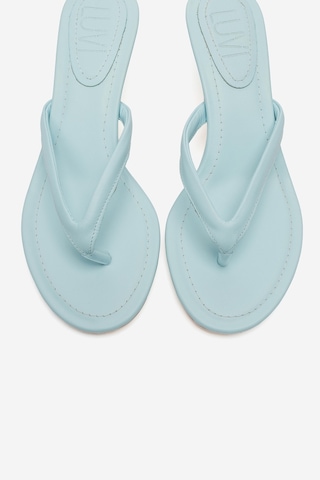 Luvi Shoes Norell Bebe Mavi Cilt Parmak Arası Kadın Topuklu Terlik