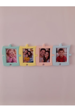 Magnet Fotoğraf Çerçevesi 4 Lü Set Puzzle Tasarım Buzdolabı & Masaüstü