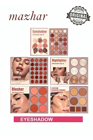 Makyaj Kitabı 5'li Palet Seti Göz Farı, Ruj, Highlighter, Allık