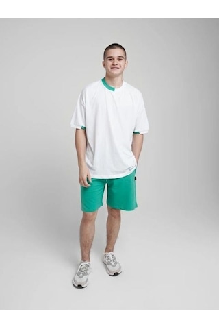 Marions Çocuk Basic Yaka Detaylı Oversize T-shirt-15955 Beyaz