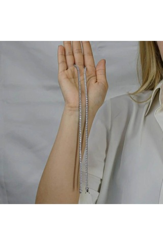 Modagümüşevi Pırlanta Tasarımlı 925 Ayar Gümüş Su Yolu Kolye 3.5 Mm - 55 Cm