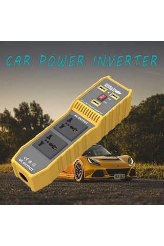 Wezone 12v-220v Araç İnvertörü - 400w Tepe Güç, 200w Sürekli Güç, 3 Usb + 2 Ac Çıkışlı