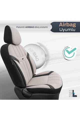 Swan Design Yüksek Kalite Keten Noktalı Deri Detaylı Ekstra Destekli Universal Oto Koltuk Kılıfı Tam Set