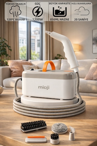 Mioji ST6 5.5 Bar 1200 W Buharlı Temizlik Makinesi Beyaz