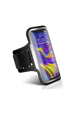 İphone Xiaomi İle Uyumlu Universal 6,9" İnç E Kadar Uyumlu Anahtar Koyma Bölmeli Spor Koşu Yürüyüş İçin Kol Bandı Siyah 0.05 M