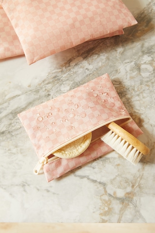 Ocean Home Textile 3'lü Su Geçirmez Pvc Astarlı Pembe Dama Desen Islak Kuru Çantası 20 X 13 / 24 X 20 / 30 X 24 Cm