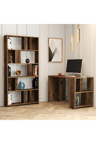 Variant Lima Çalışma Masası Ve Kitaplık Takımı - Ceviz / Ceviz