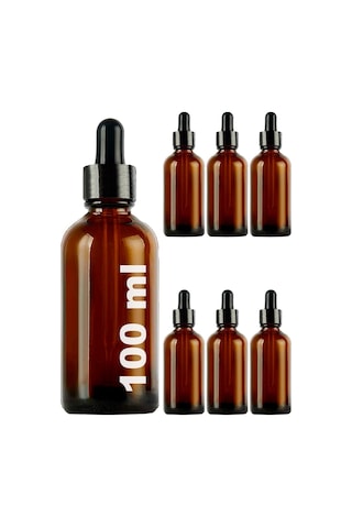 Afracam Amber 100 Ml Kapaklı Dropper Damlalık Cam Şişe 6 Adet Siyah