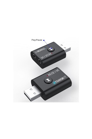 Ranyeek Bt5.0 Bluetooth Verici-alıcı 2'li 1, Mikrofonlu Araç-bilgisayar Uyumlu,免提arama, Siyah Abs Malzeme, 10m Mesafe