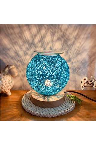 Aurora Cam 3d Cam Rattan Aromaterapi Lambası Beyaz