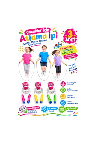 Spor Byfit Çocuklar İçin Özel 2 Metre Doğal Örgü Atlama İpi - 3 Adet