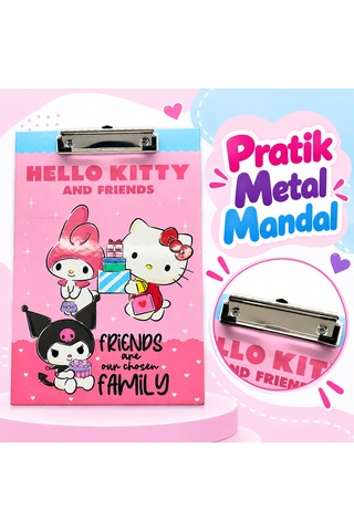Bakgelal Hello Kitty Pembe Sekreterlik Panosu - Kuromi & My Melody Temalı Metal Kıskaçlı A4 Evrak Dosyası - 9069326065835