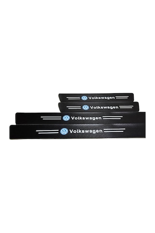 Volkswagen Logolu Karbon Kapı Eşiği Koruyucu Bant Folyo 4'lü Set