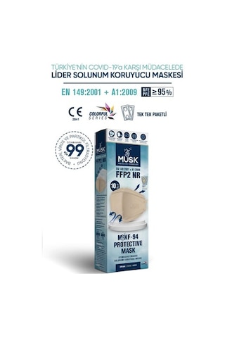 Musk Kf94 Kore Tipi Ffp2 Maske Krem Renk 10 Adet