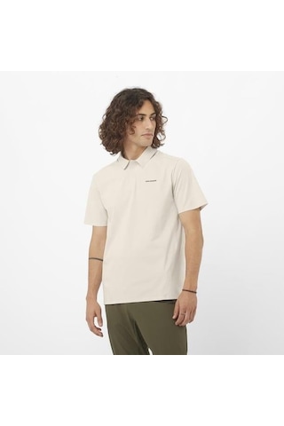 Salomon Trackline Polo M Erkek T-shirt-29833 Krem