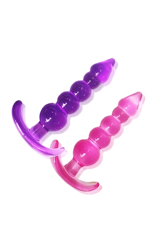 X-sense 2'li Set Özel Yumuşak Esnek Jel 5 Boğumlu Anal Pluglar