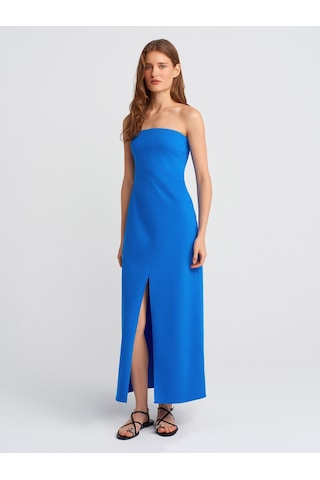 Dilvin 90758 Straplez Elbise-saks Saks