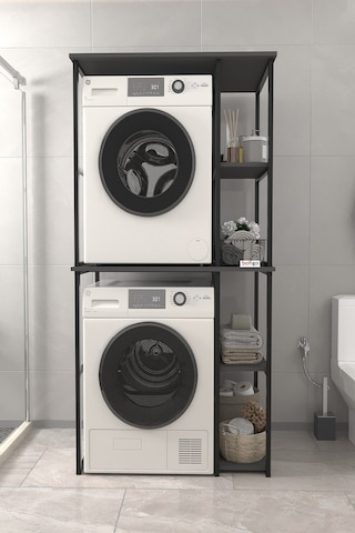 Bofigo Çamaşır Makinesi Dolabı Kurutma Makinesi Dolabı Metal Banyo Dolabı Mısra Antrasit