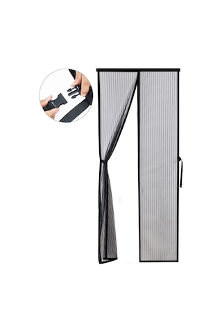 Mufunye Siyah Manyetik Perde Pencere Örtüsü - Otomatik Kapanır, Haşere Engeli, Hava Akışı Sağlar, Esnek Montajlı 120x240 Cm