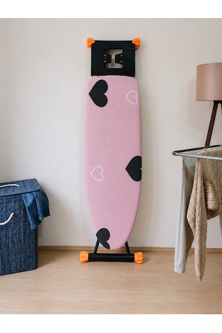 Ütü Masası Kılıfı Büyük Boy İpli Stoperli Keçeli Kılıfı Örtüsü Bezi 55x140cm Love Story Açık Pembe