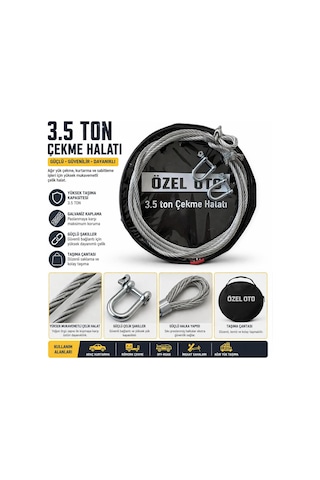 3.5 Ton Çelik Çekme Halatı, Ağır Hizmet Oto Kurtarma Halatı, Yüksek Mukavemetli Çelik Halat, Galvaniz Kaplama Pa