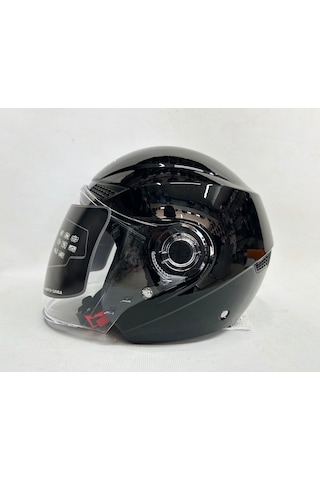 Gdr Yarım Kask Of-627 Parlak Siyah Renk Şefaf Vizörlü -