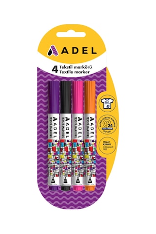Tekstil Kumaş Kalem Markörü 4 Lü Keçeli Kalem Adel Tekstil Markör N11.9356