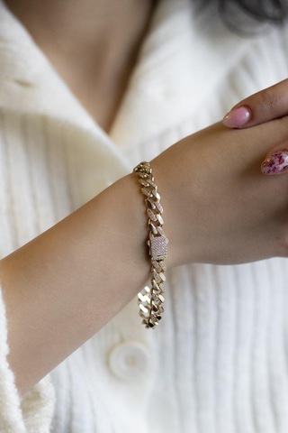 Taş Detaylı Gurmet Altın Bileklik Sarı Altın