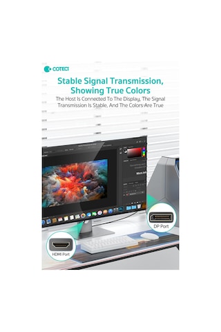 8k Displayport To Hdmı Kablo Dp 1.4 To Hdmı 2.1 4k 144hz 120hz Oyuncu Monitör Tv Kablosu 3 Metre