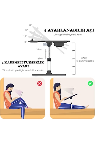 Ayarlanabilir Laptop Sehpası Eğimli Laptop Masası Yüksekli Ayarlı
