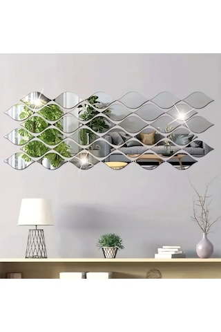 Dekoratif Su Yolu Aynalı Gümüş Pleksi Dekorasyon Ürünü 12x7 Cm