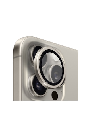 Buff Apple Uyumlu iPhone 15 Pro Max / 15 Pro Titanyum Kamera Lens Koruyucu Gri